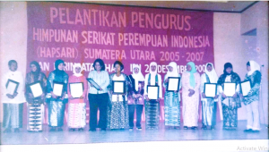Pelantikan Pengurus baru HAPSARI periode 2005 - 2007, di Wisma Juang Perbaungan